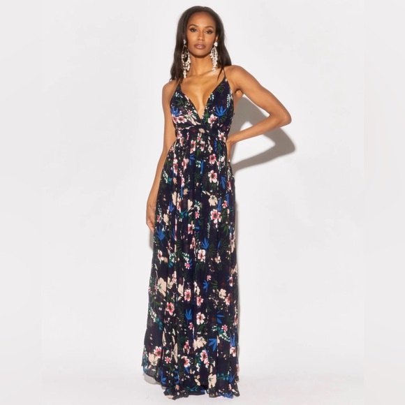 Meghan LA Sleeveless Maxi Dress Wildflower Navy - Picture 4 of 16
